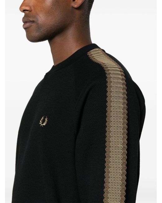 Fred Perry Black Logo-embroidered Cotton Sweatshirt for men