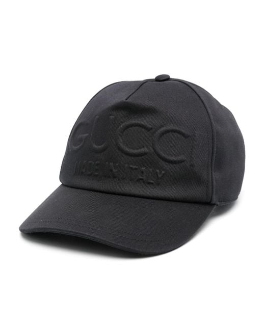 Gucci Black Embossed-logo Cotton Cap
