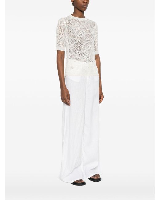 Fabiana Filippi White Openwork Crewneck T-Shirt