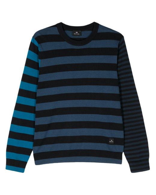 PS by Paul Smith Blue Striped Cotton Crewneck Sweater for men