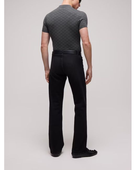 Gucci Black Wool And Silk Polo Shirt for men