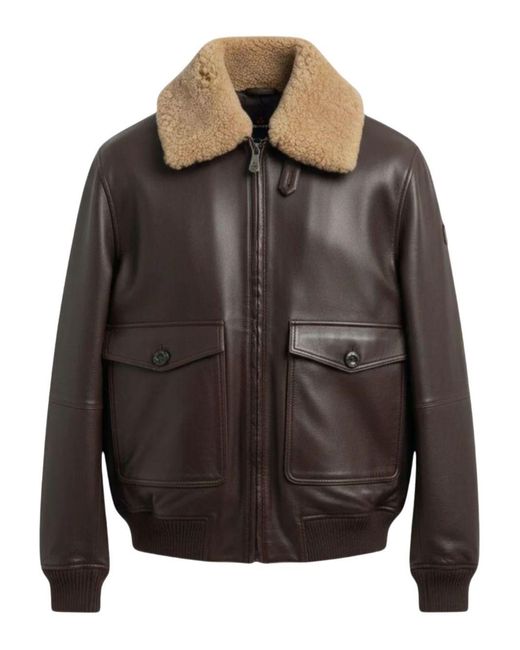 Peuterey Gray Zip-Fastening Leather Jacket for men