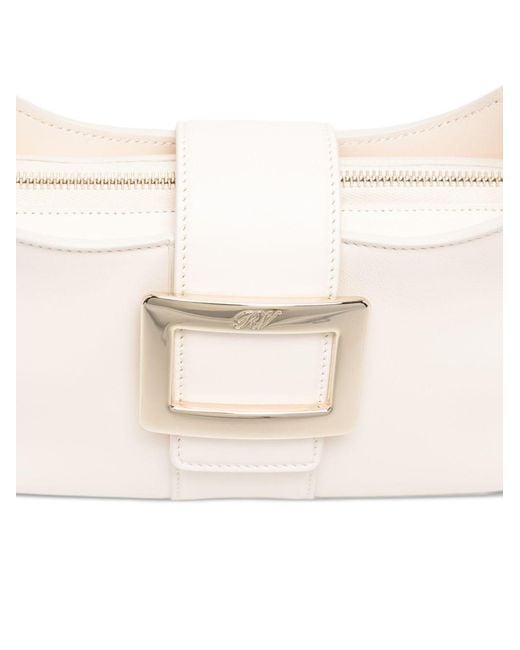 Roger Vivier White Belle Vivier Mini Leather Hobo Bag