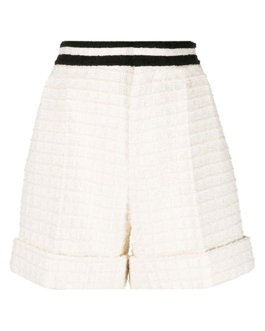 Gucci Turn-up Hem Tweed Shorts in White | Lyst