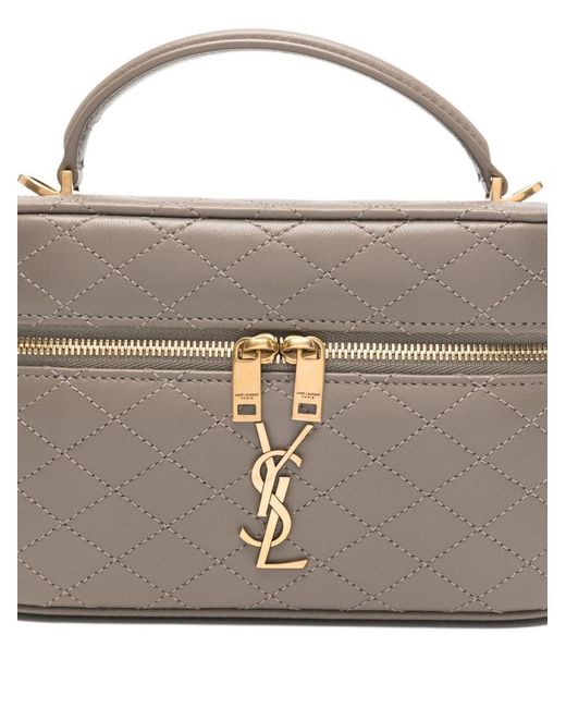 Saint Laurent Gray Gaby Leather Vanity Case