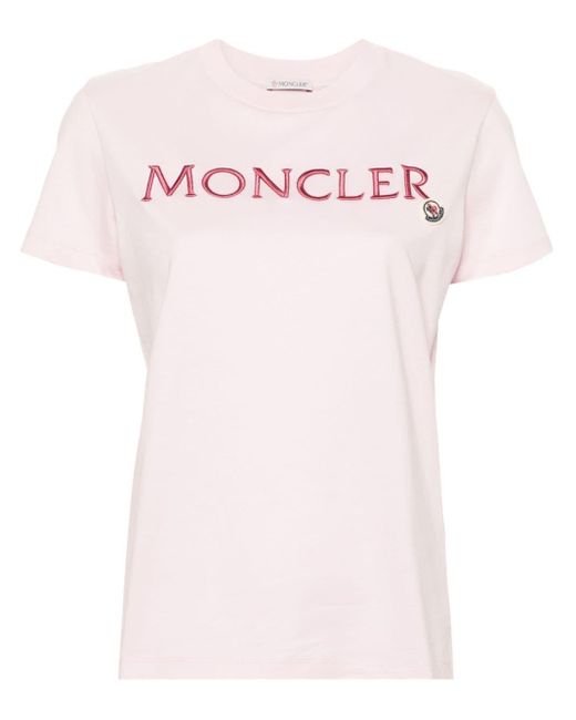 Moncler Pink T-shirt With Embroidered Logo