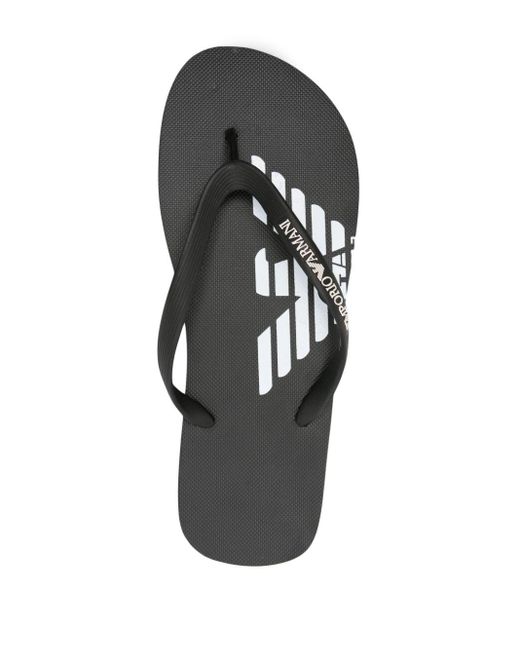Emporio Armani Black Logo-strap Flip Flops for men