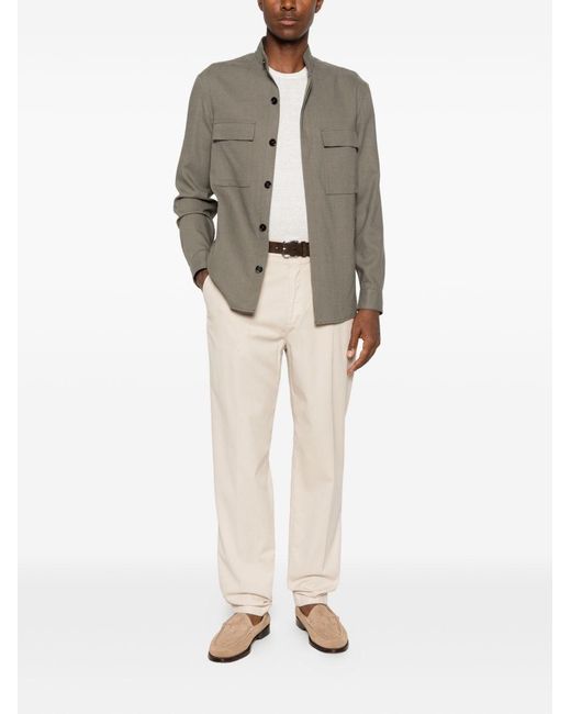 Zegna Gray Linen Overshirt for men