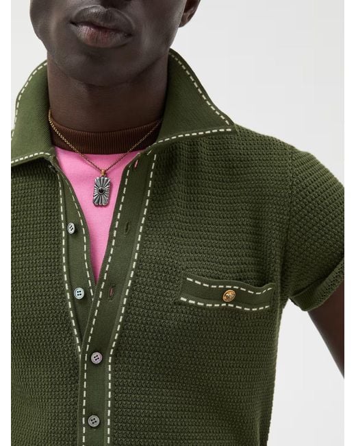 Versace Green Cotton Knit Shirts for men