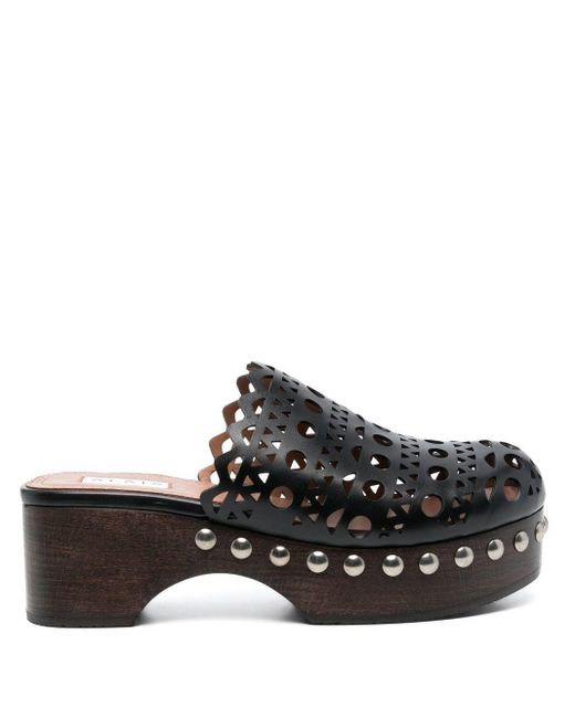 Alaïa Vienne Leather Clog Mules in Black Lyst UK