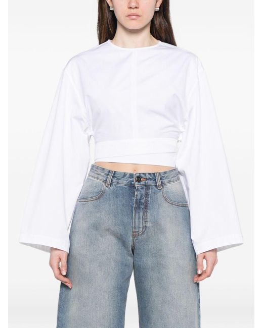 Alaïa White Cotton Belted Top