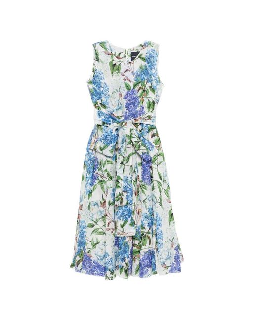 Samantha Sung Blue Aster Cotton Midi Dress