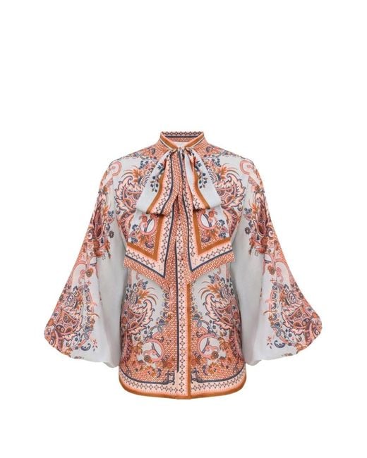 Zimmermann White Aster Silk Blouse