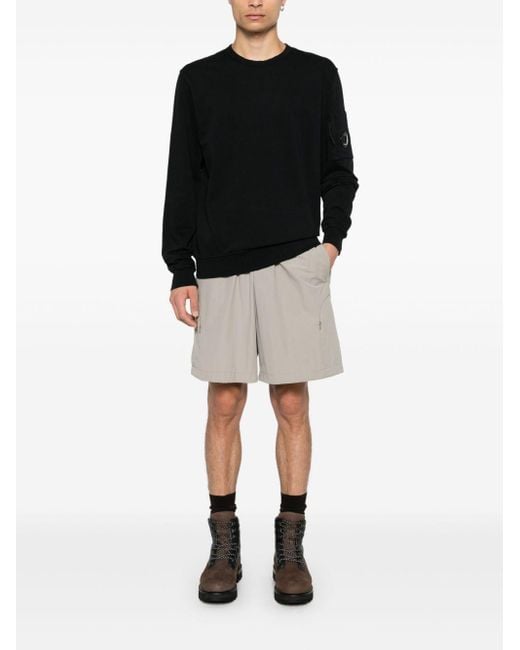 C P Company Black Cotton Crewneck Sweatshirt for men