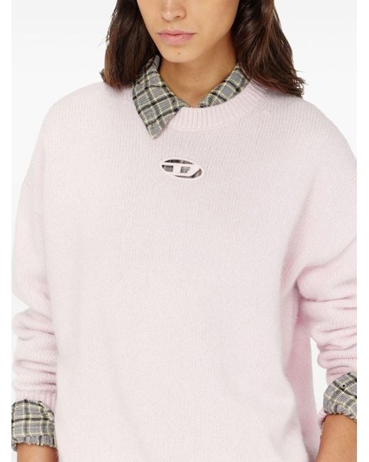 DIESEL Pink Logo Wool Blend Sweater