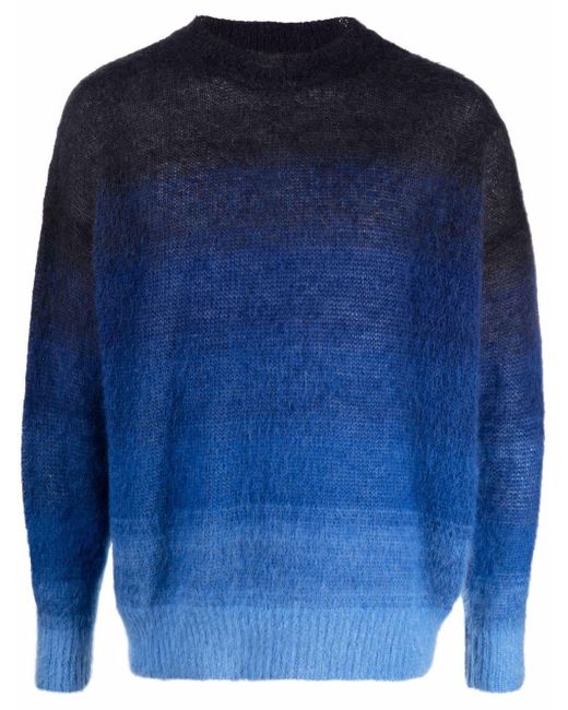 Isabel Marant Blue Gradient-effect Knitted Jumper for men