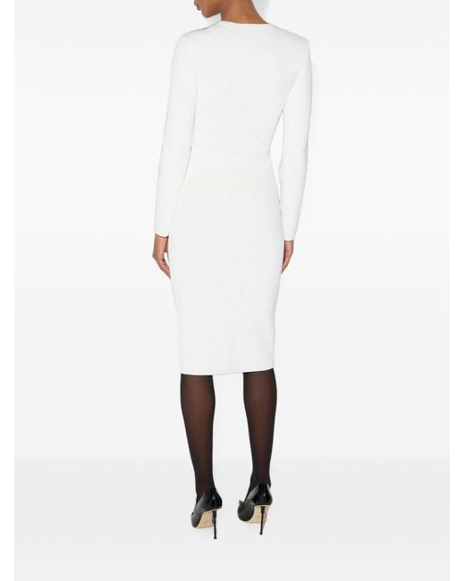 Elisabetta Franchi White Zipped Midi Skirt