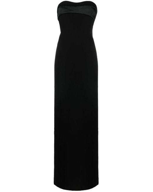 Monot Black Silk Crepe Long Dress