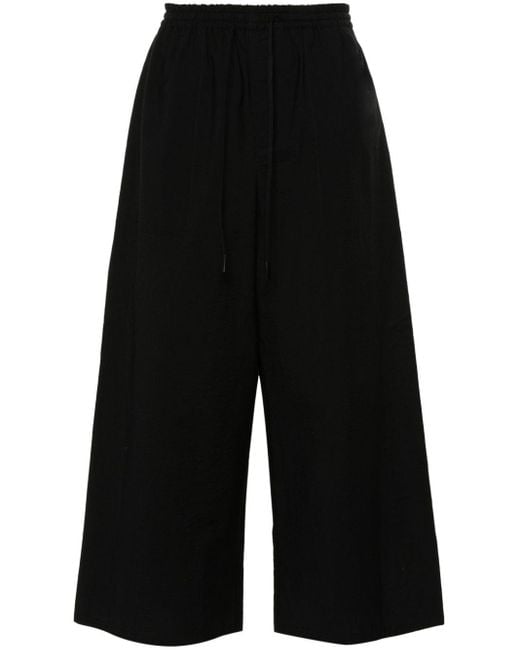Loewe-Paulas Ibiza Black Cotton Blend Cropped Trousers for men