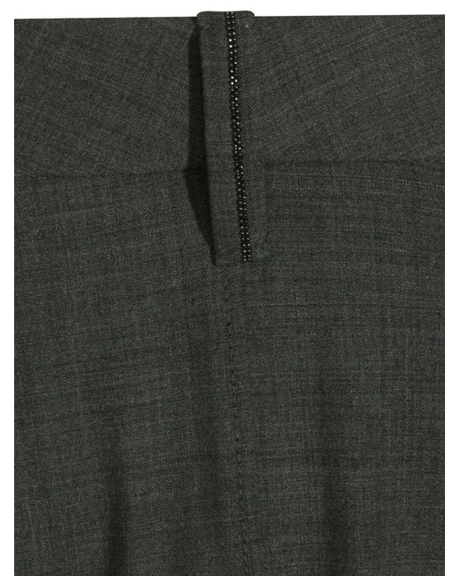 Brunello Cucinelli Gray Wool Blend Midi Skirt
