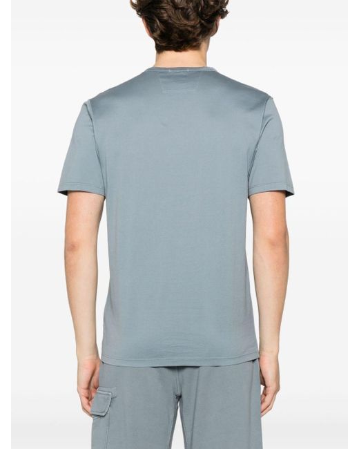 C P Company Blue Short Sleeve T-Shirt With Logo Patch for men