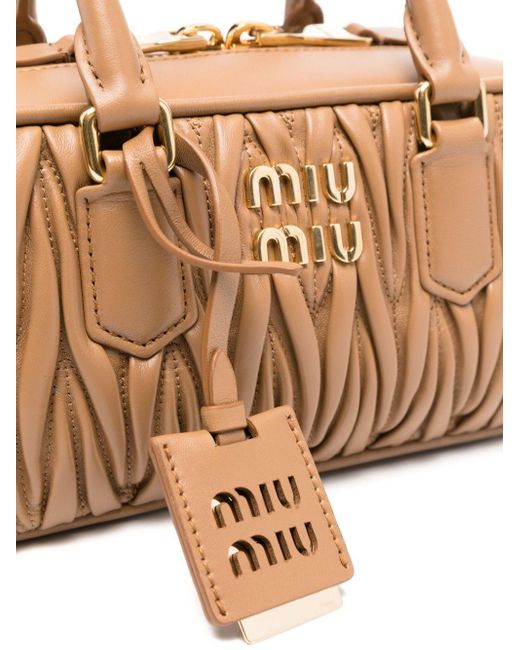 Miu Miu Natural Arcadie Regular Leather Handbag