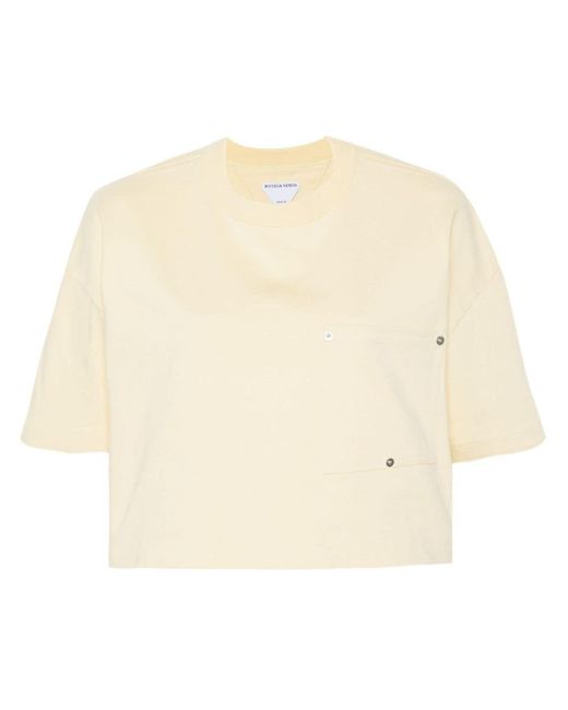 Bottega Veneta Natural Cotton Cropped T-Shirt