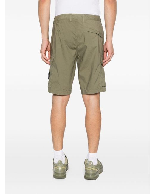 Stone Island Green Bermuda Shorts With Logo for men