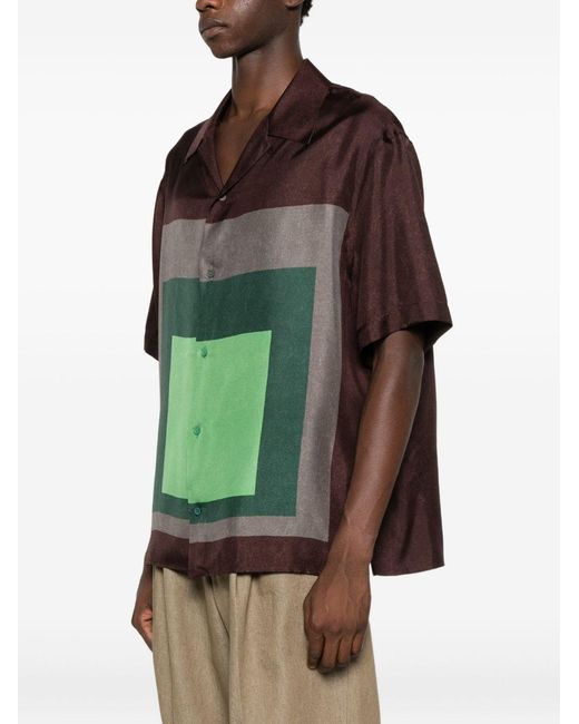 Loewe Green Printed Silk Shirt for men