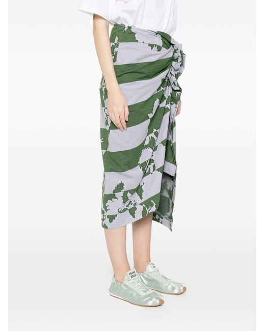 Dries Van Noten Green Hunam Cotton Skirt