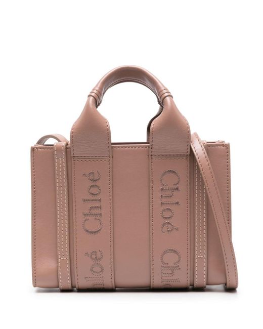 Chloé Pink Woody Leather Mini Tote