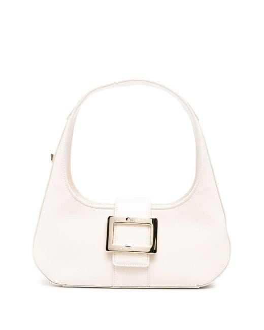 Roger Vivier White Belle Vivier Mini Leather Hobo Bag