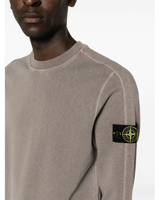 Stone Island Gray Logo Cotton Sweatshirt for men