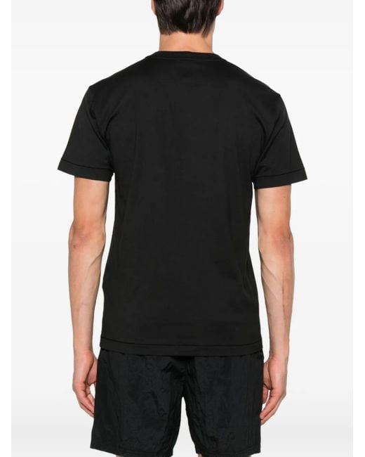 Stone Island Black Logo Cotton T-Shirt for men