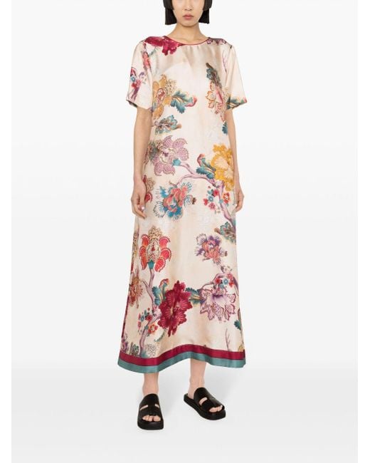 F.R.S For Restless Sleepers White Criso Floral-print Silk Dress