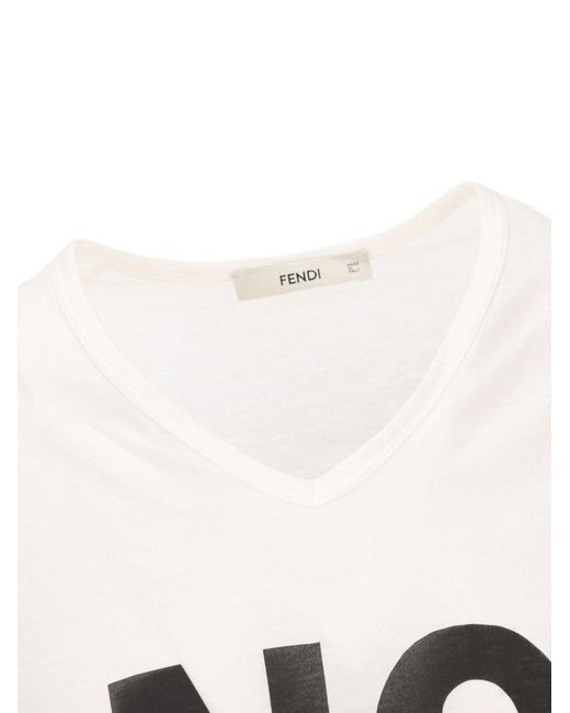 Fendi White No Print Cotton T-Shirt