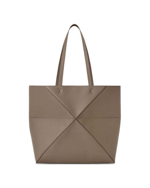 Loewe Brown Puzzle Fold Medium Leather Tote