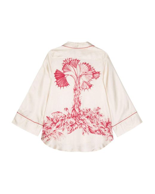 F.R.S For Restless Sleepers Pink Silk Printed Shirt