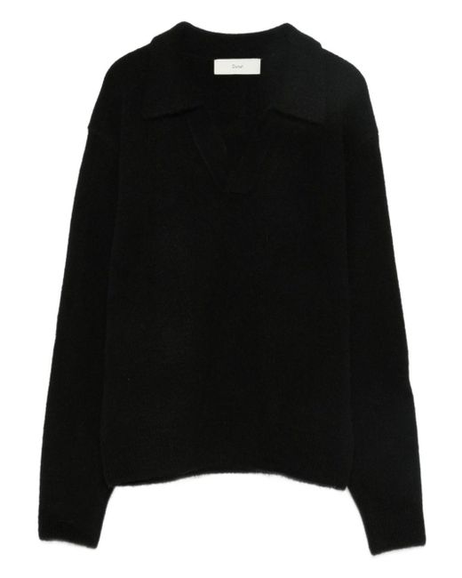 DUNST Black Wool Blend Polo Sweater