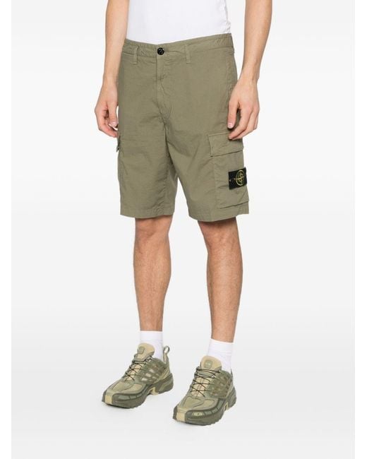 Stone Island Green Bermuda Shorts With Logo for men