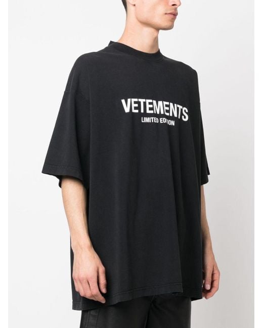Vetements Black Logo Cotton T-shirt for men