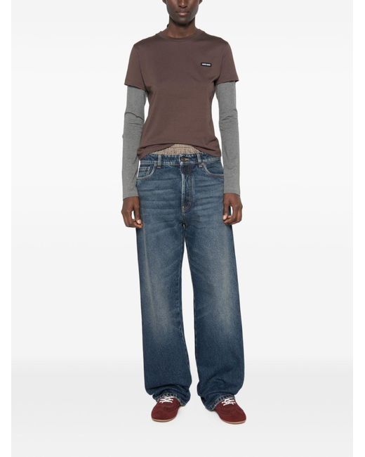Miu Miu Brown Layered Cotton T-Shirt
