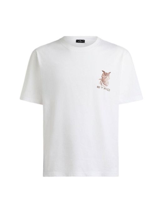 Etro White Cotton T-Shirt for men