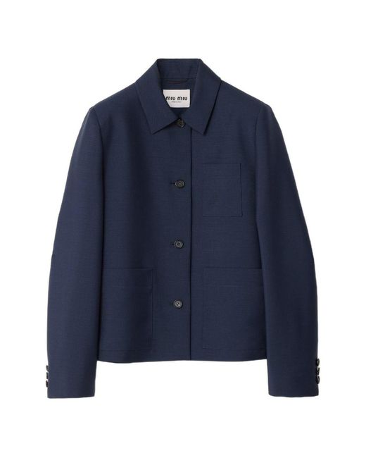 Miu Miu Blue Wool Single-Breasted Jacket