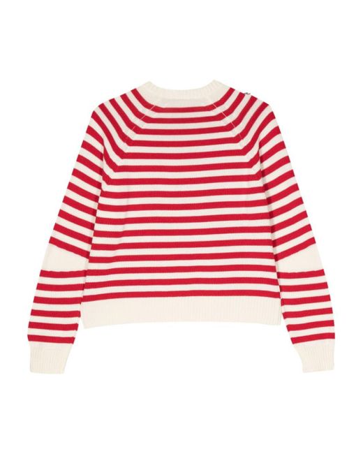 Semicouture Red Crystal-embellished Striped Jumper