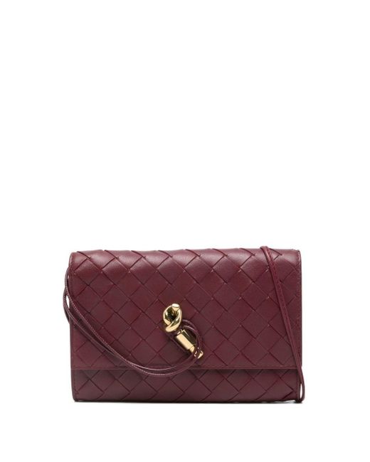 Bottega Veneta Purple Andiamo Leather Wallet On Chain