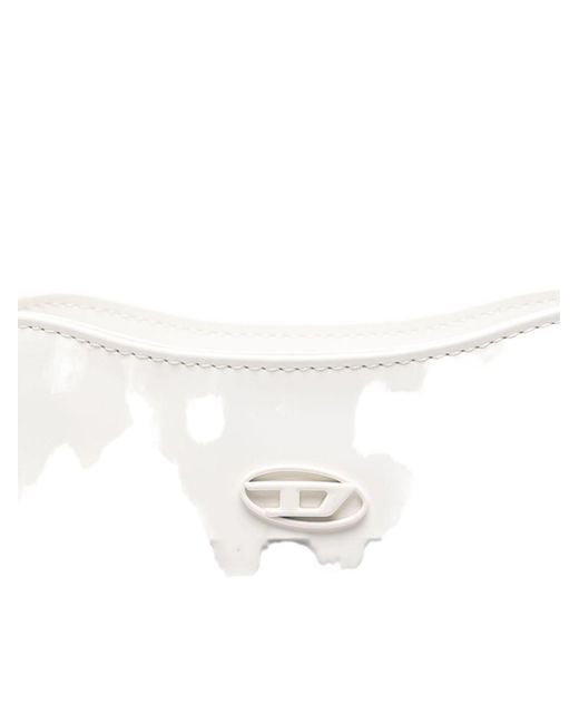 DIESEL White Play Patent Shoulder Bag