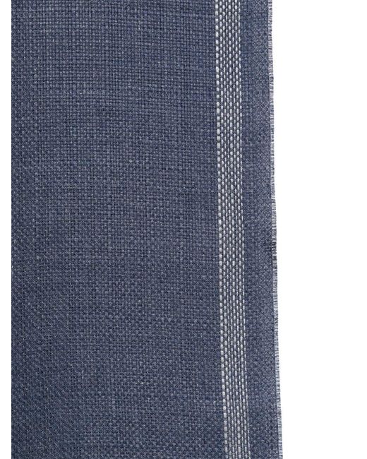 Brunello Cucinelli Blue Linen Scarf for men
