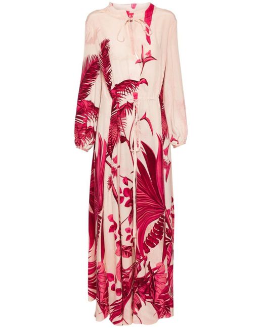 F.R.S For Restless Sleepers Red Eione Floral-print Maxi Dress