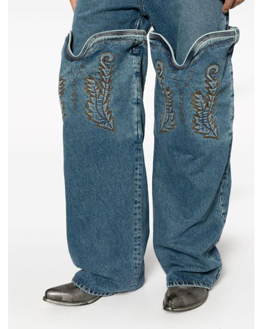 Y. Project Blue Evergreen Maxi Cowboy Cuff Jeans - Unisex - Organic Cotton
